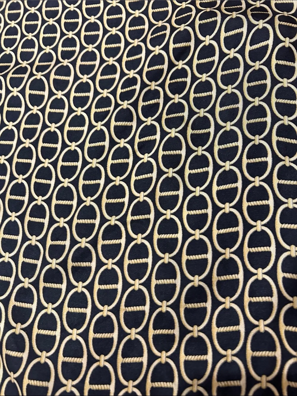 Vintage Echo Navy and Cream Chain-Link Print Square Scarf